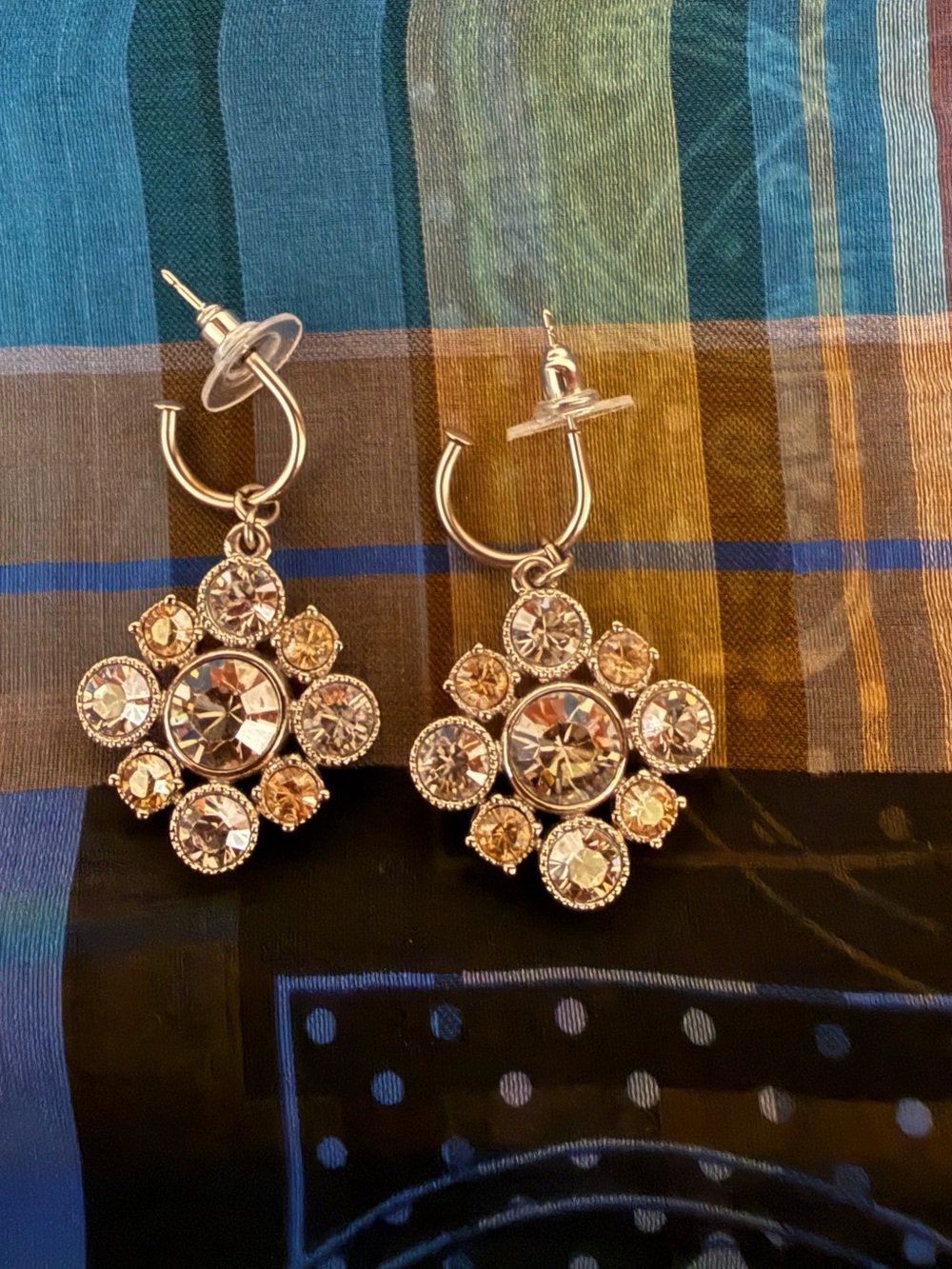 CHANEL Crystal Flower Drop Earrings